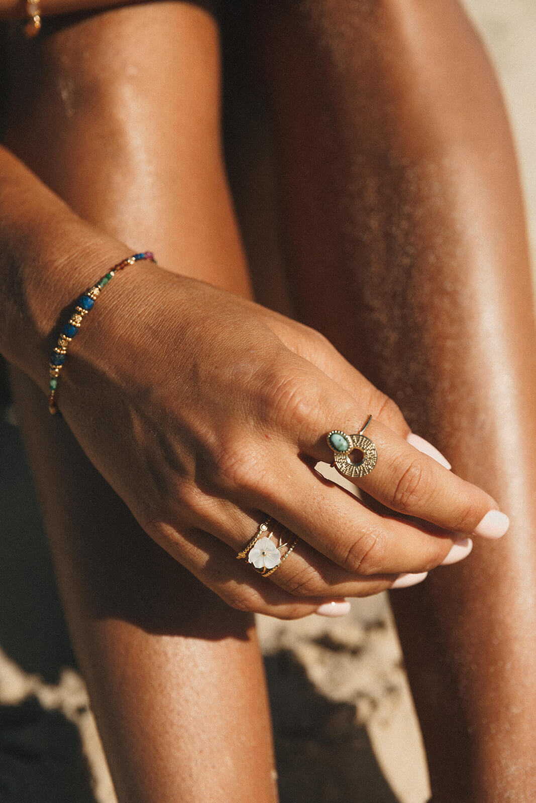 bague fleur acier inoxydable