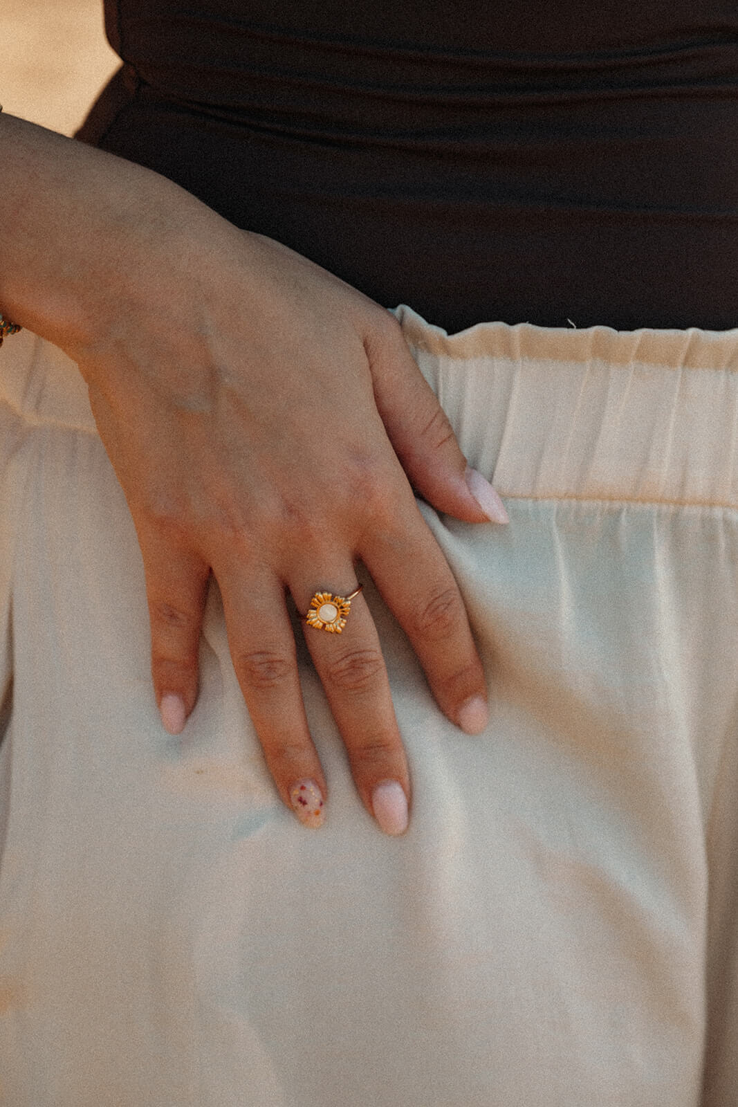 bague nacre fleur