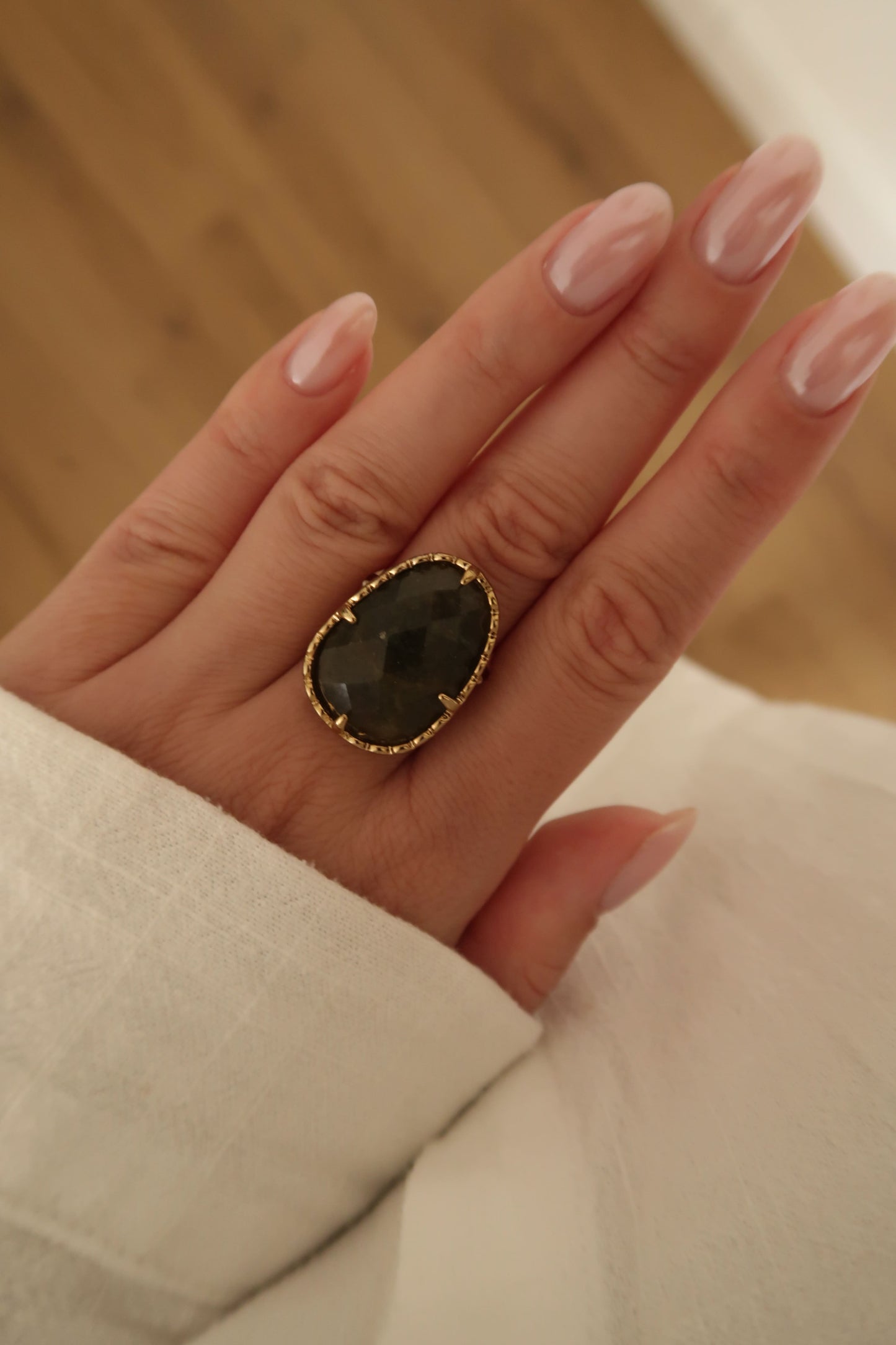 bague pierres naturelles dore