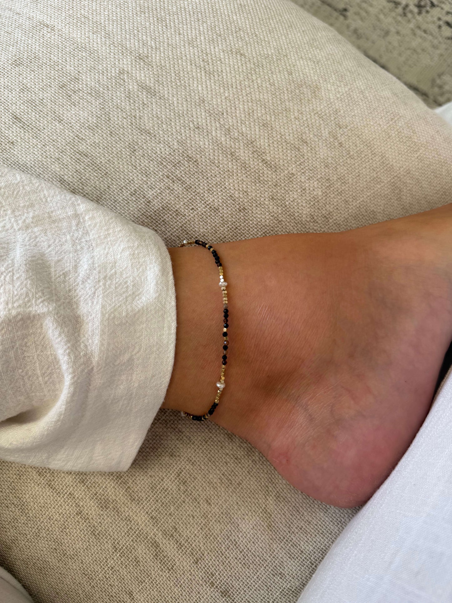 bracelet cheville agate noire