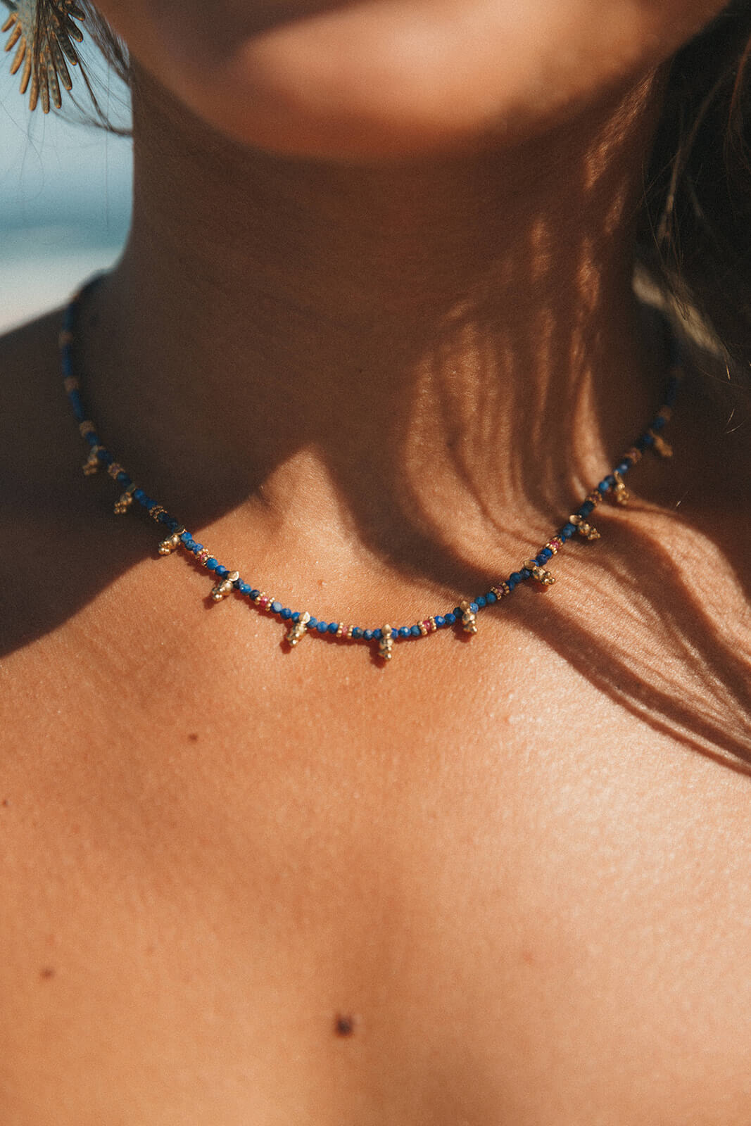 Collier apatite bleue Brésil AA (perles facettées 3-4mm) - 45cm Collier apatite bleue Brésil AA (perles facettées 3-4mm) - 45cm