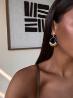 Boucles d’oreilles Oli en acier inoxydable doré – coloris Bleu – bijou Adalima
