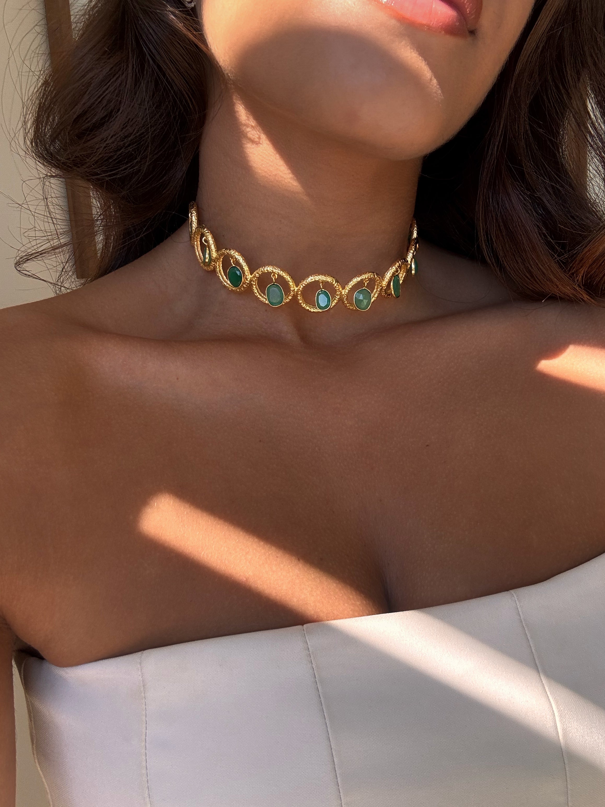 Collier Selma en agate verte et labradorite – Collection Bohemia Adalima