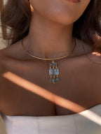 Collier Sari ras de cou en pierres bleues – Collection Bohemia Adalima