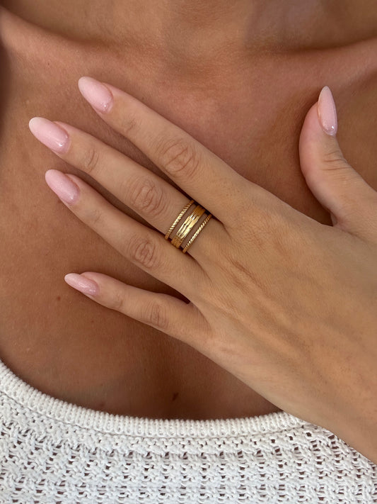 bague doré acier inoxydable