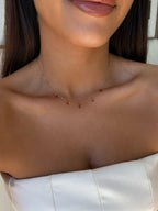 Collier Solen à strass en acier inoxydable doré – coloris Rouge – bijou Adalima