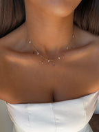 Collier Stella à strass en acier inoxydable doré – bijou Adalima