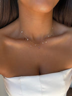 Collier Stella à strass en acier inoxydable doré – coloris Marron – bijou Adalima