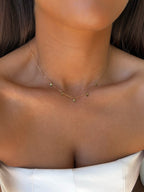 Collier Solen à strass en acier inoxydable doré – coloris Vert – bijou Adalima