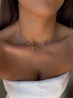 Collier Solen à strass en acier inoxydable doré – coloris Jaune – bijou Adalima
