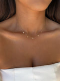 Collier Solen à strass en acier inoxydable doré – coloris Pêche – bijou Adalima
