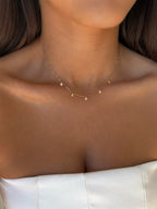 Collier Solen à strass en acier inoxydable doré – coloris Pêche – bijou Adalima