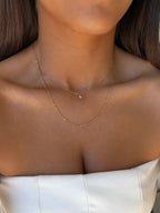 Collier Livia à strass en acier inoxydable doré – coloris Pêche – bijou Adalima