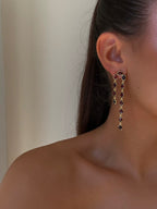Boucles d'oreilles CARMEN en cascade de pierres naturelles et laiton doré – bijou Adalima