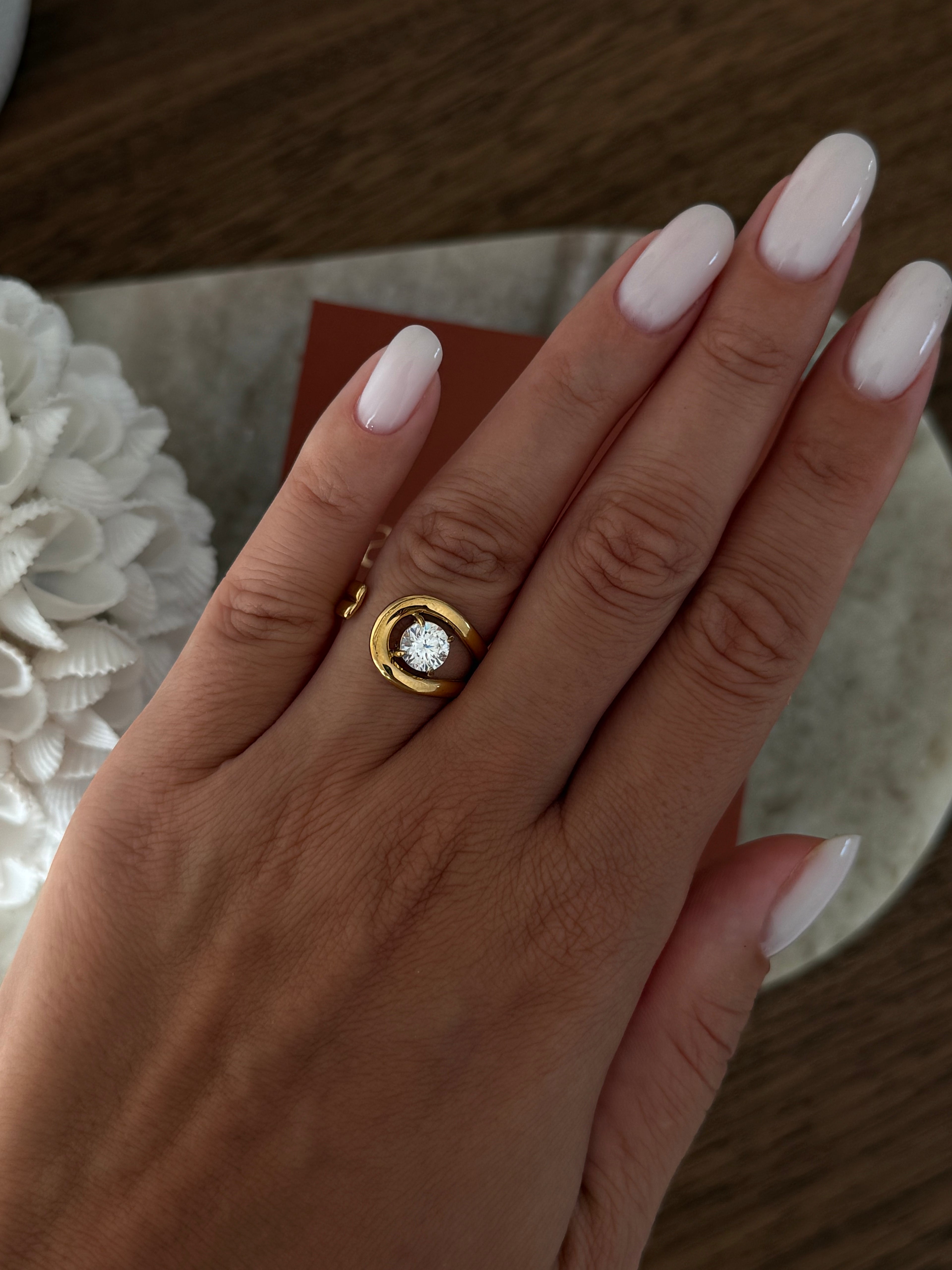 Bague Stacy en acier inoxydable doré – bijou Adalima