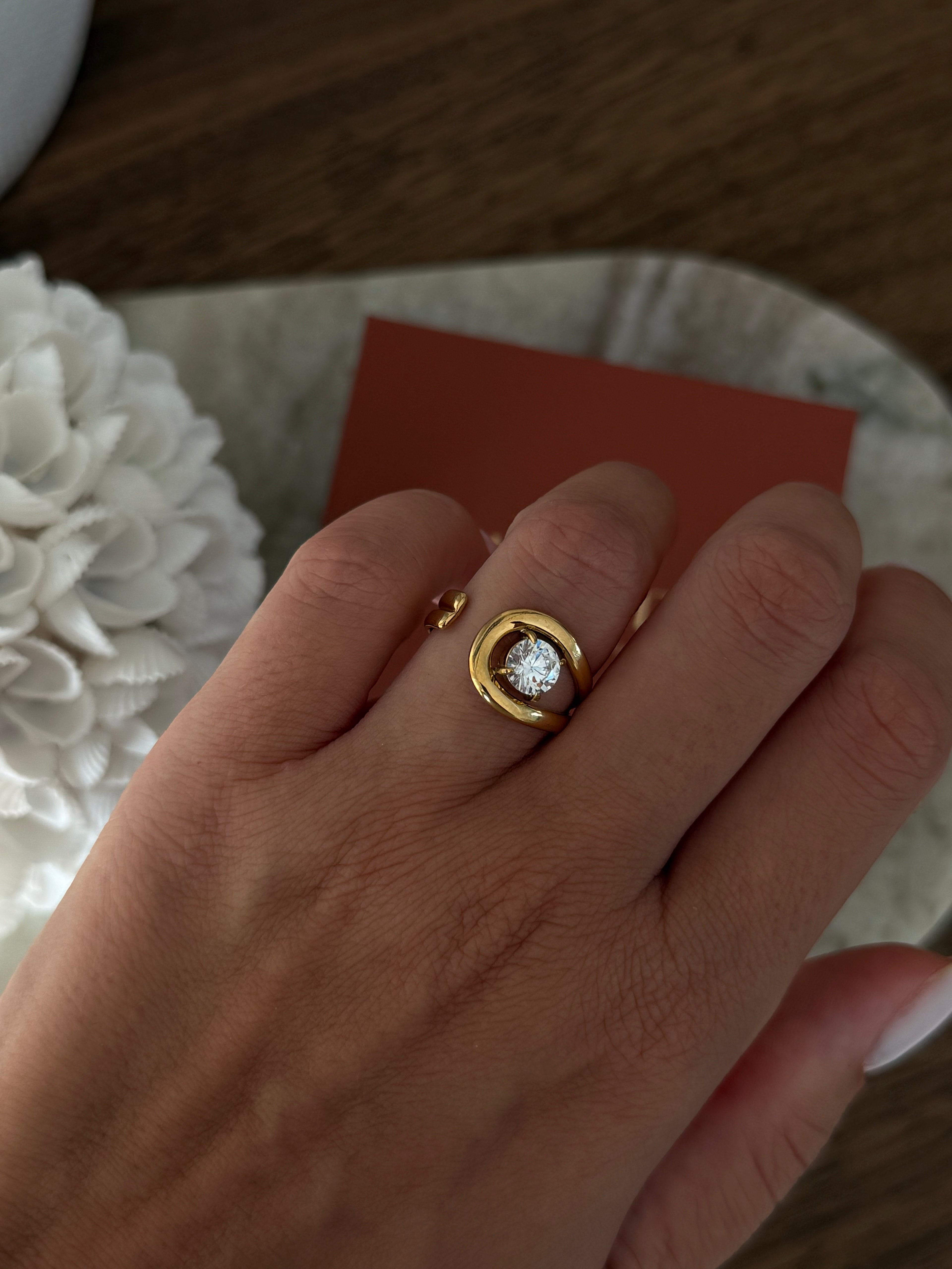 Bague Stacy en acier inoxydable doré – bijou Adalima