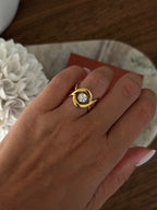 Bague Ivy à strass en acier inoxydable doré – bijou Adalima