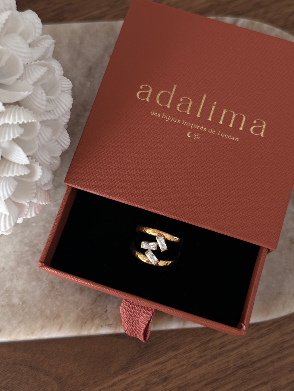 Bague Rema en acier inoxydable doré – bijou Adalima