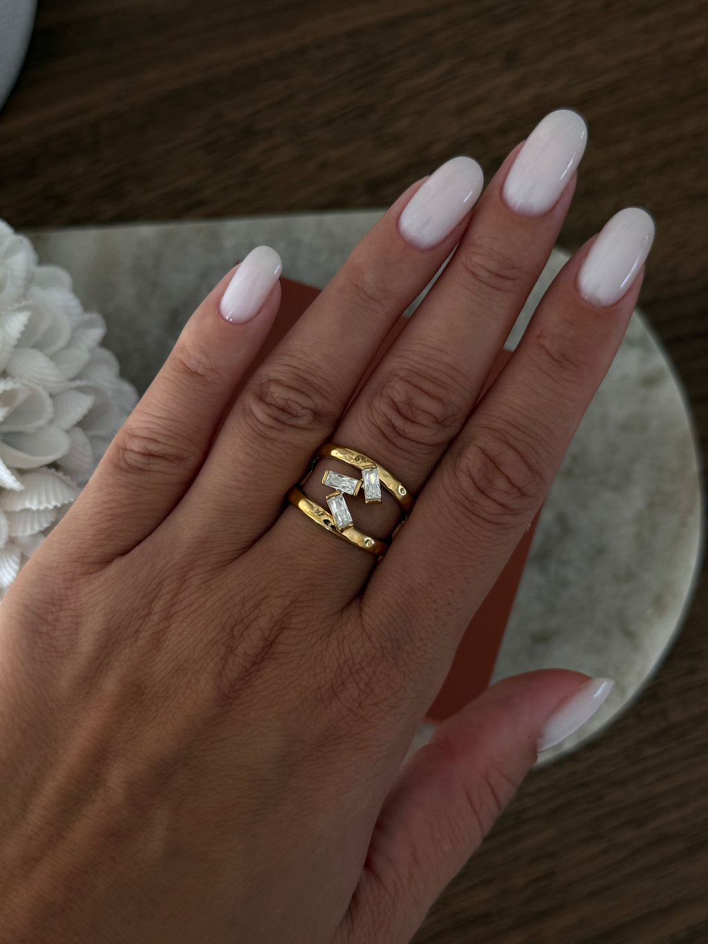 Bague Rema en acier inoxydable doré – bijou Adalima