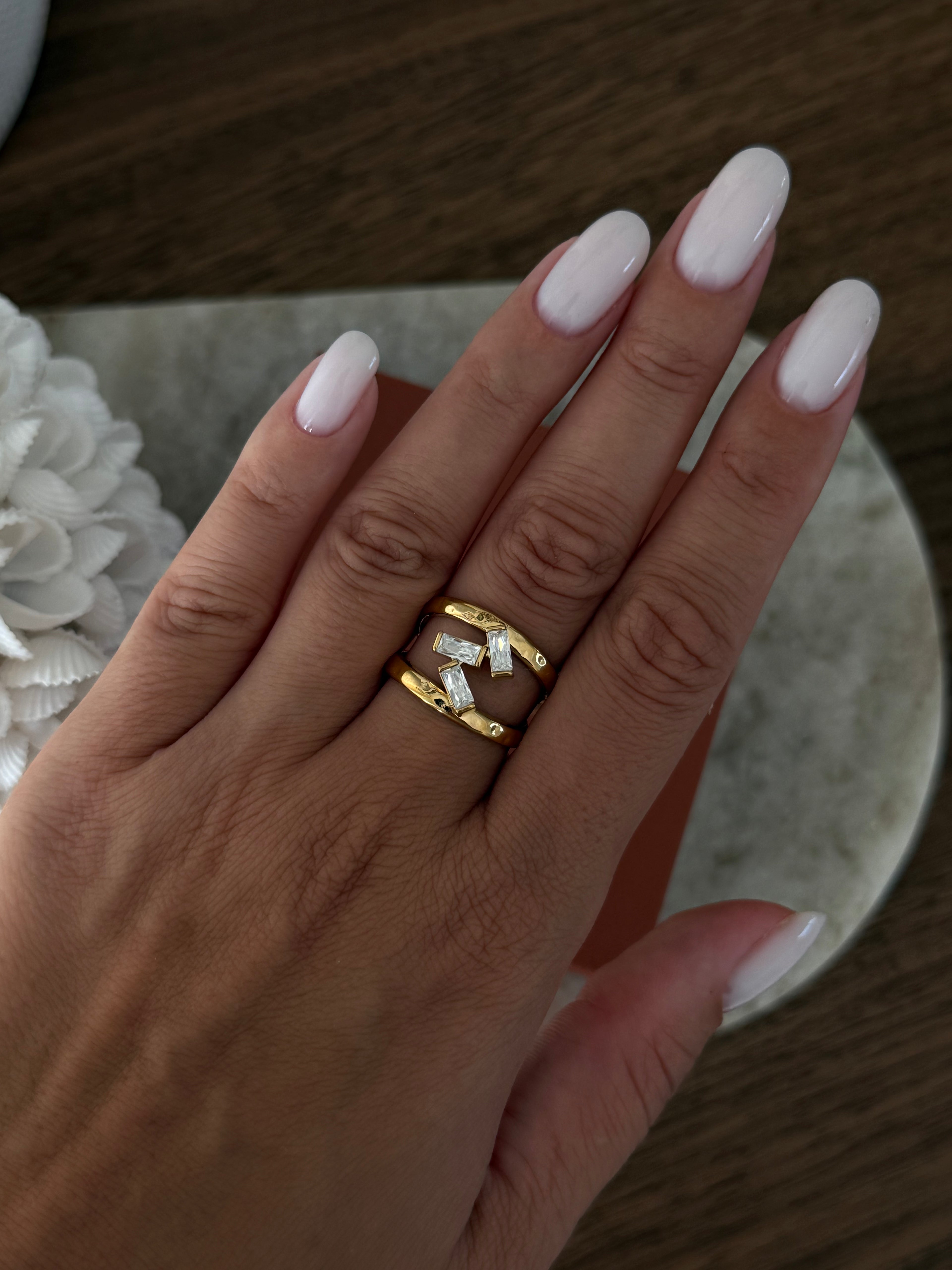 Bague Rema en acier inoxydable doré – bijou Adalima