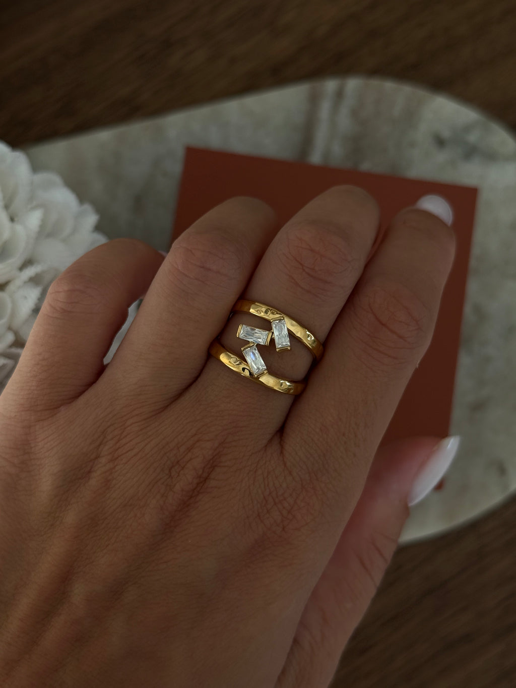 Bague Rema en acier inoxydable doré – bijou Adalima