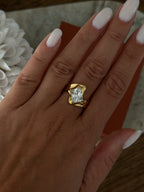 Bague Gwen à strass en acier inoxydable doré – bijou Adalima