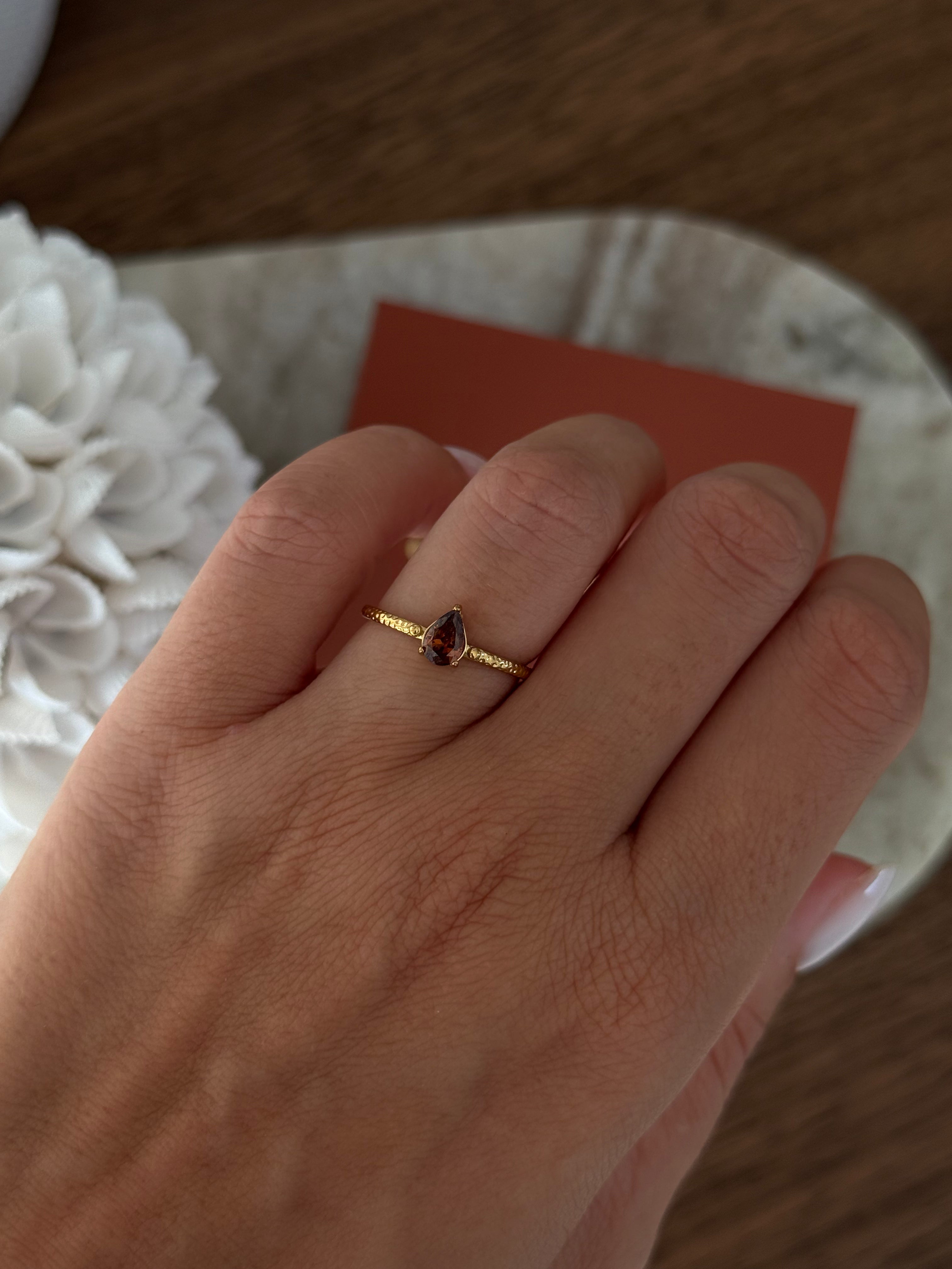 Bague Lili en acier inoxydable doré – coloris Marron – bijou Adalima