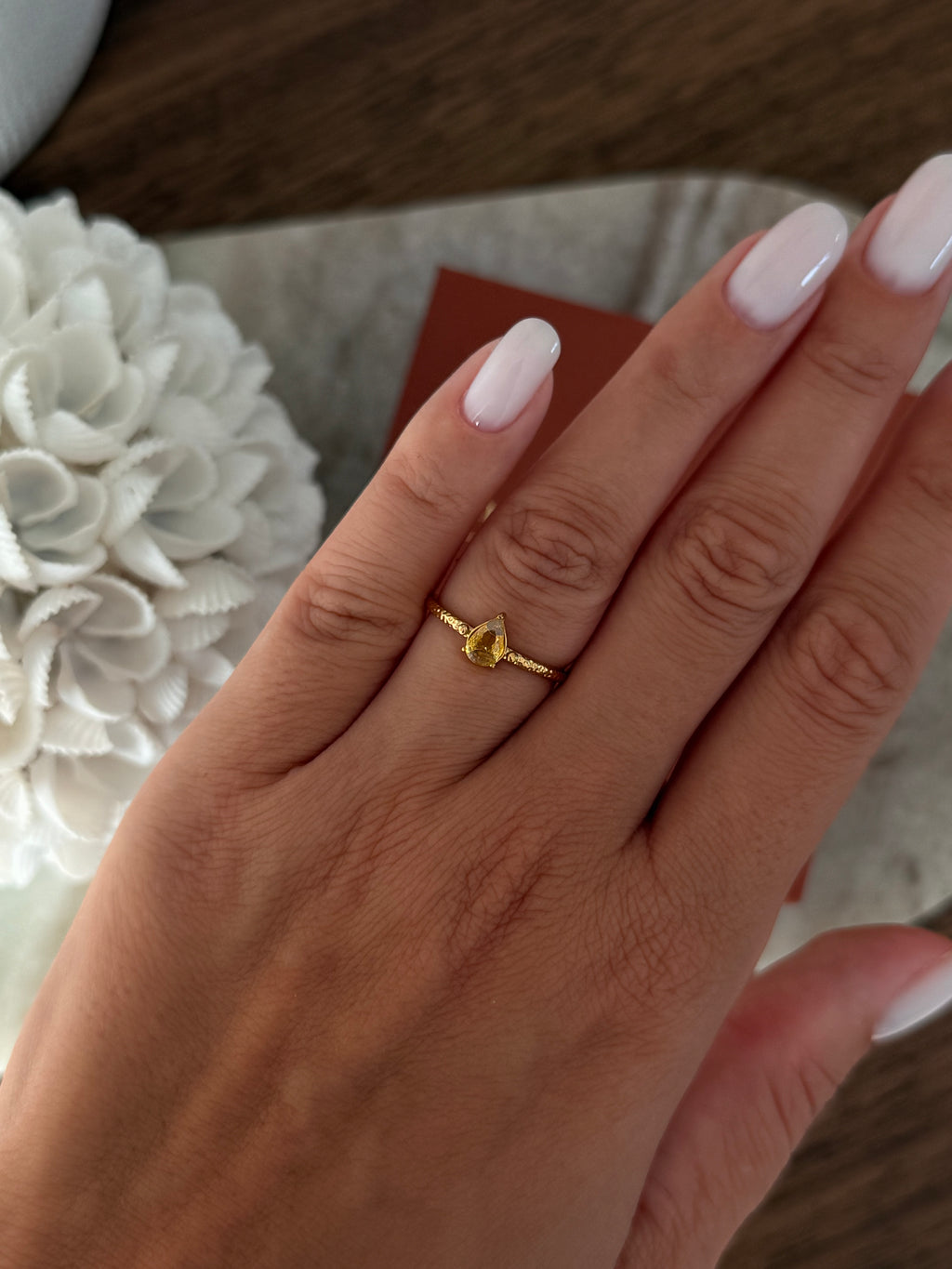 Bague Lili en acier inoxydable doré – coloris Jaune – bijou Adalima