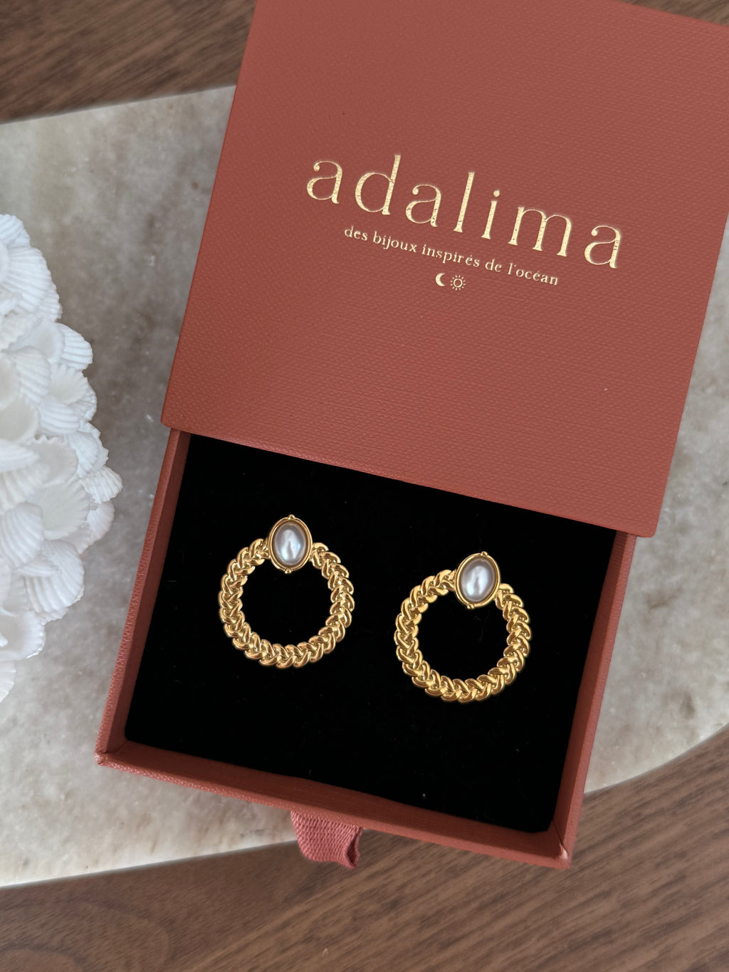 Boucles d’oreilles Alice en acier inoxydable doré – bijou Adalima