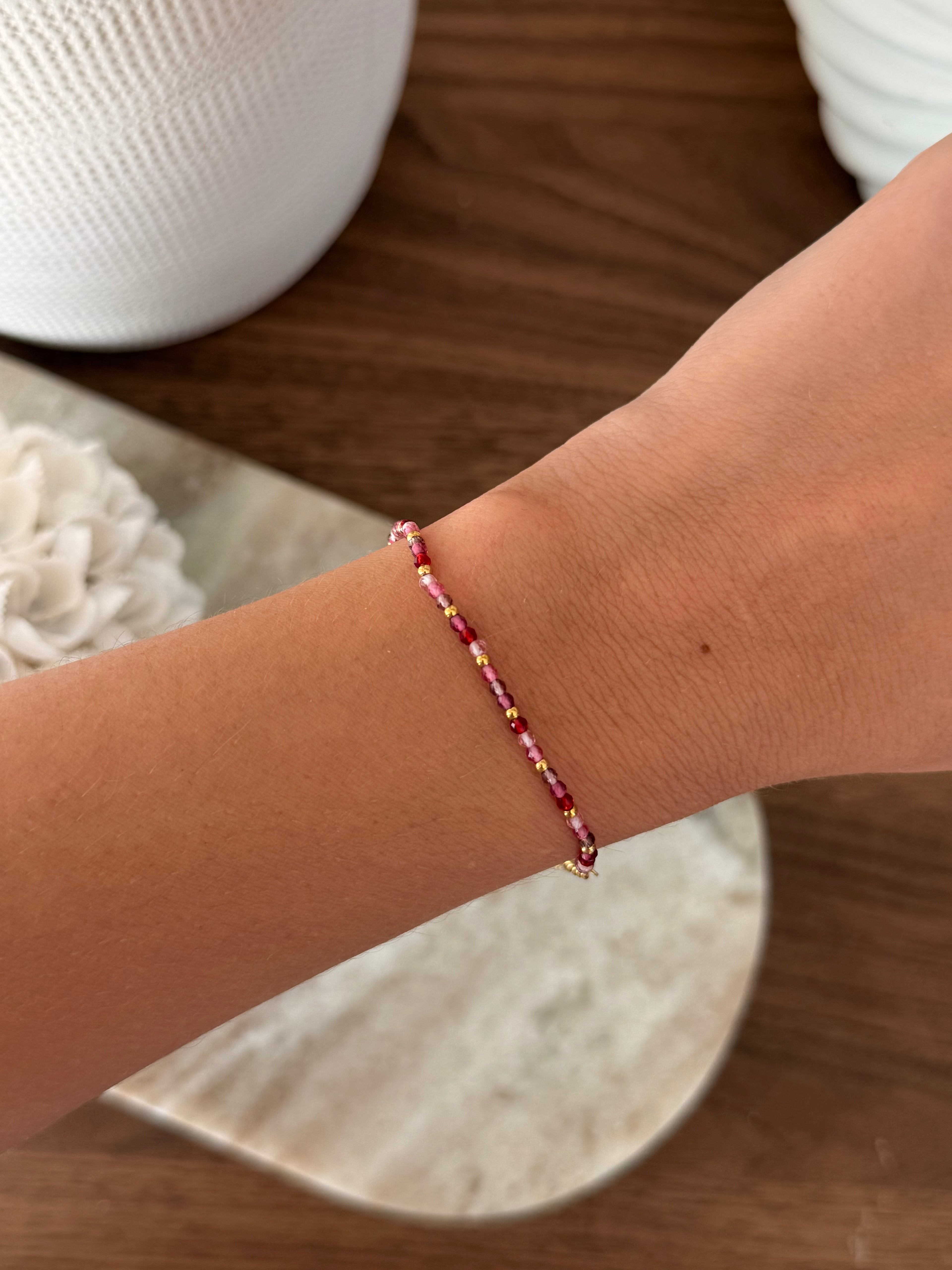 Bracelet Yaelle à perles, en acier inoxydable doré – coloris Rose – bijou Adalima