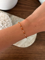 Bracelet Yaelle à perles, en acier inoxydable doré – coloris Orange – bijou Adalima