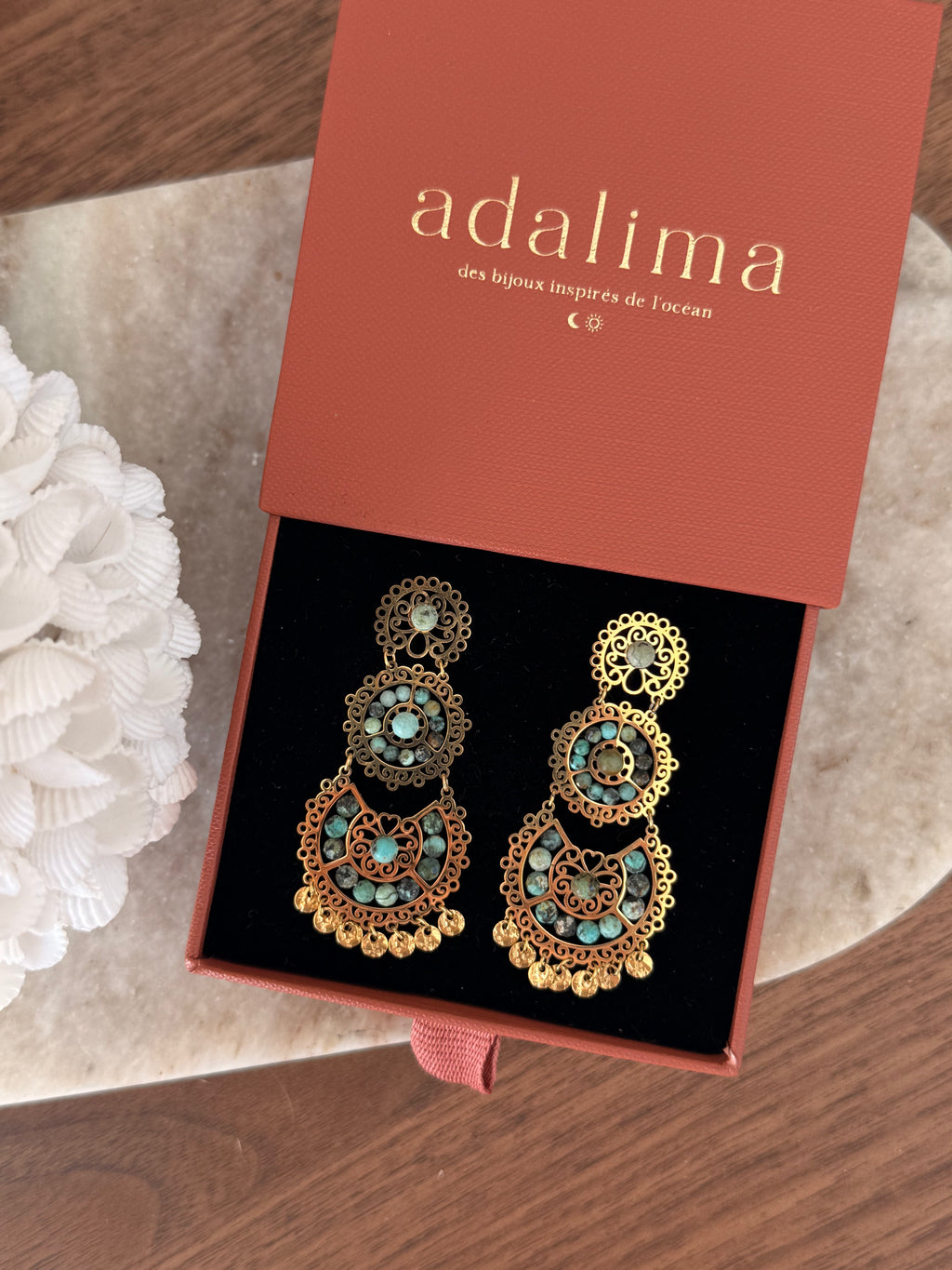 Boucles d’oreilles Delia en acier inoxydable doré – bijou Adalima