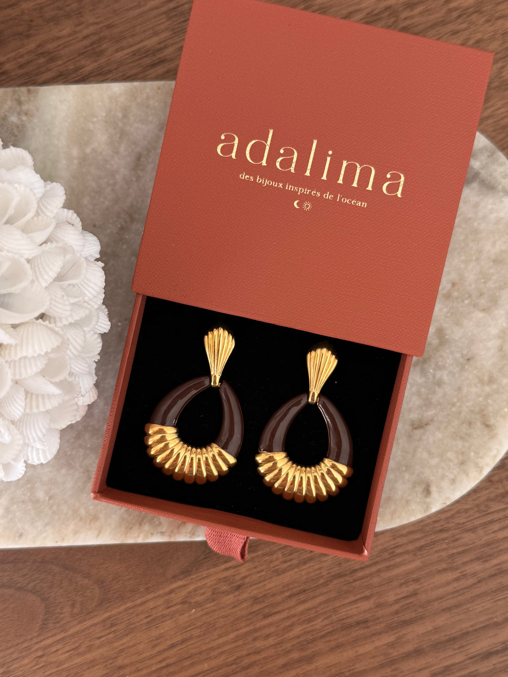 Boucles d’oreilles Oli en acier inoxydable doré – bijou Adalima