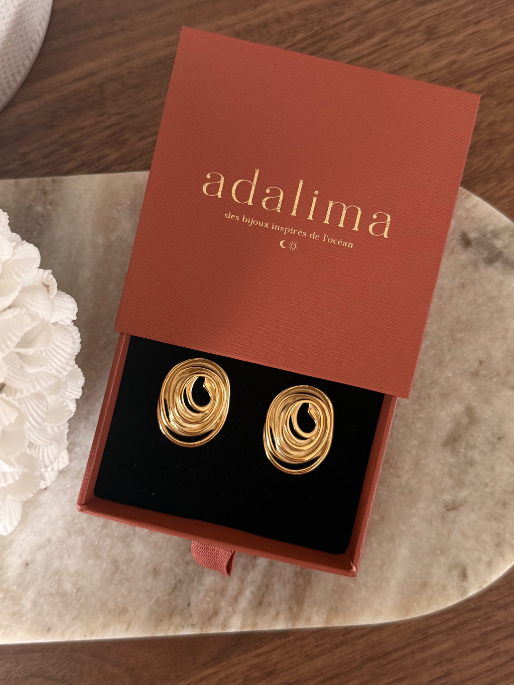Boucles d’oreilles Ovah en acier inoxydable doré – bijou Adalima