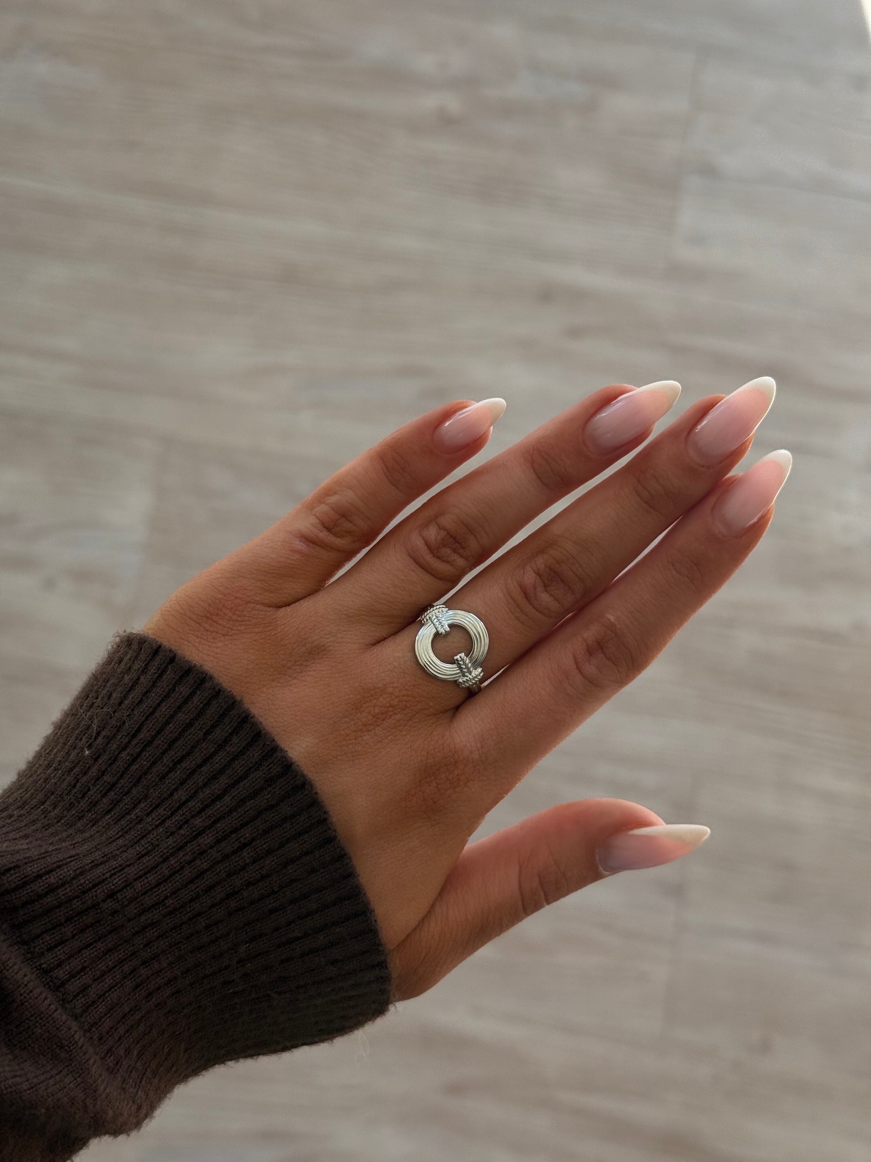 bague en acier inoxydable argenté ajustable