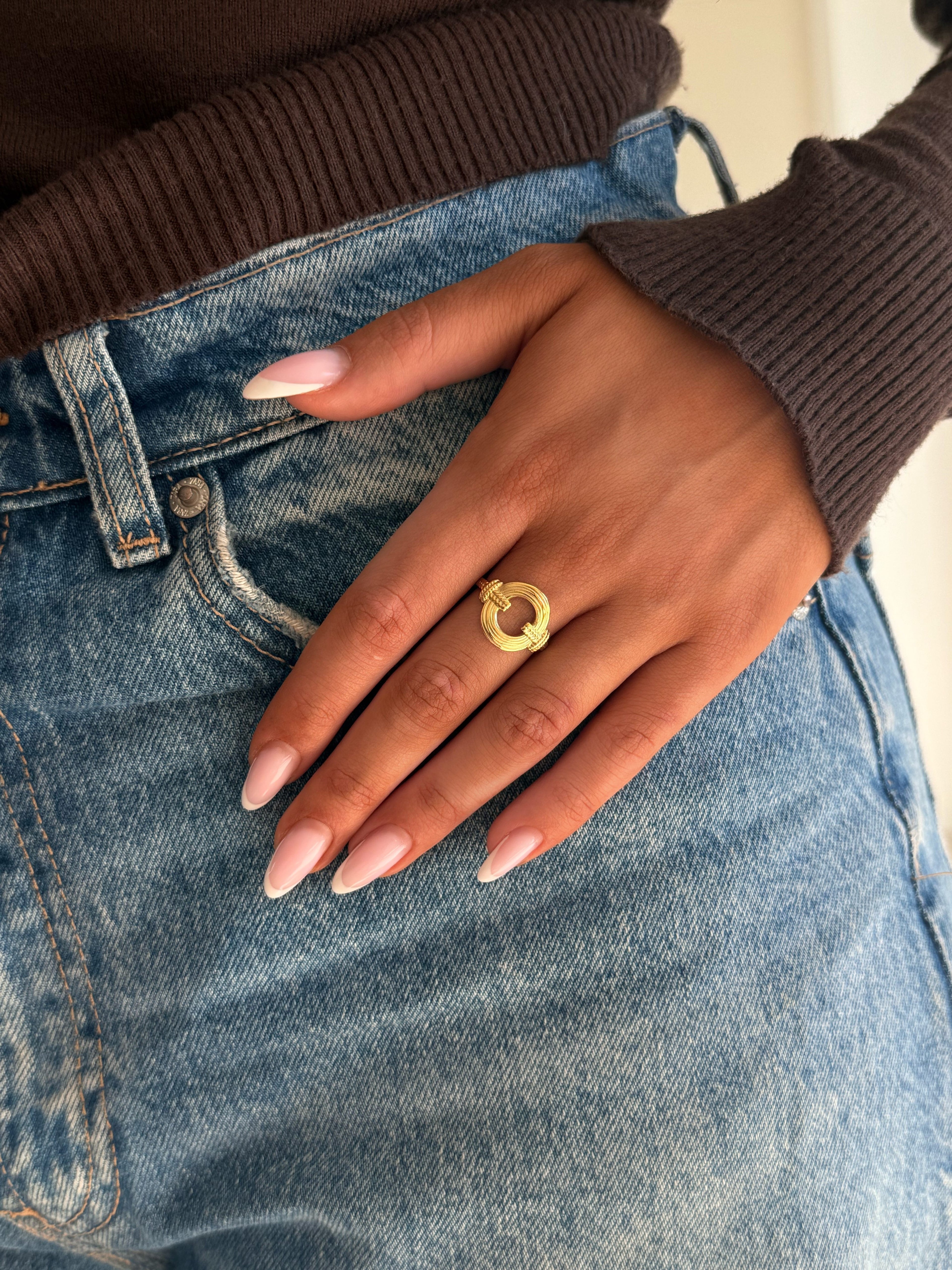 bague en acier inoxydable doré ajustable