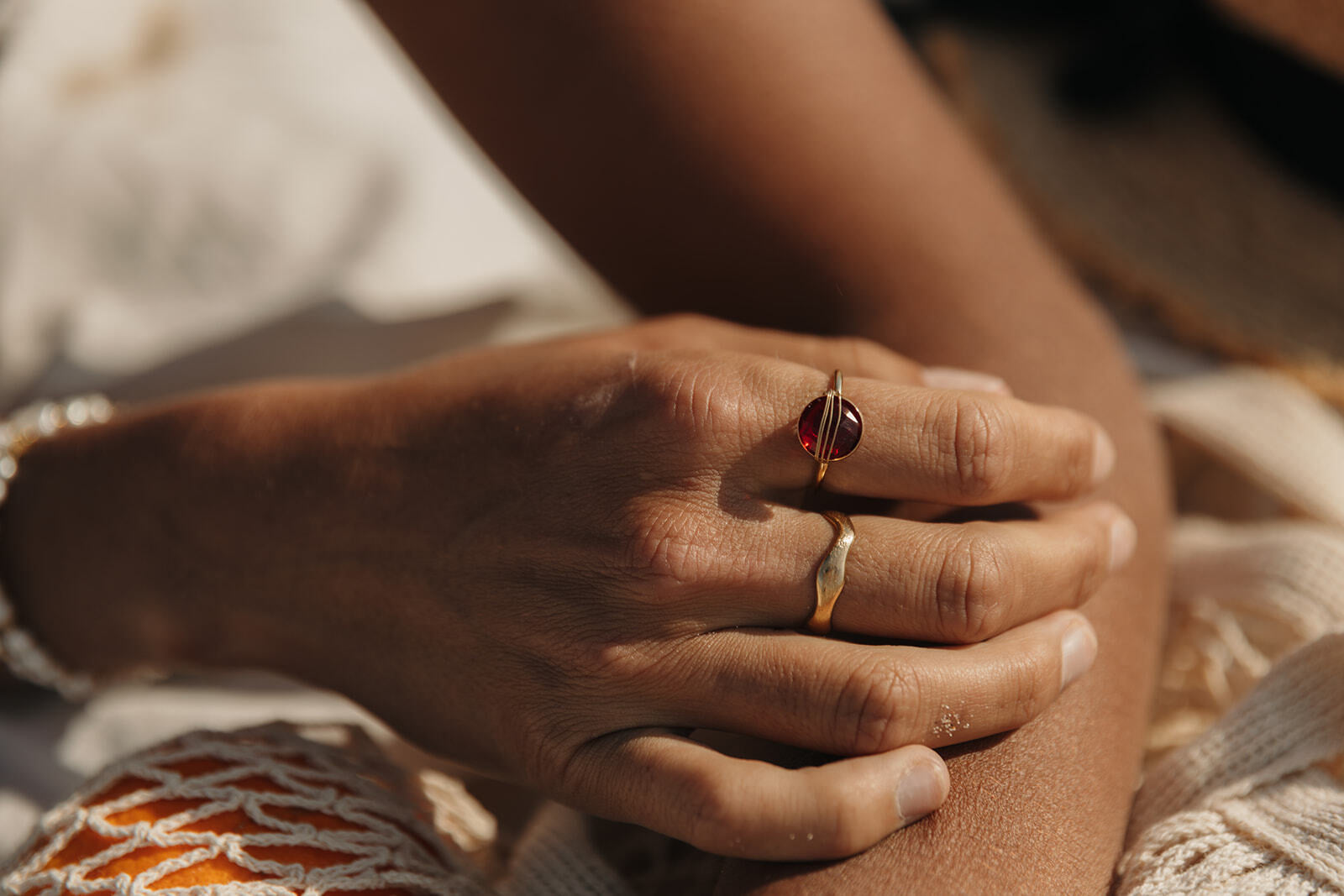 bague ajustable doré 