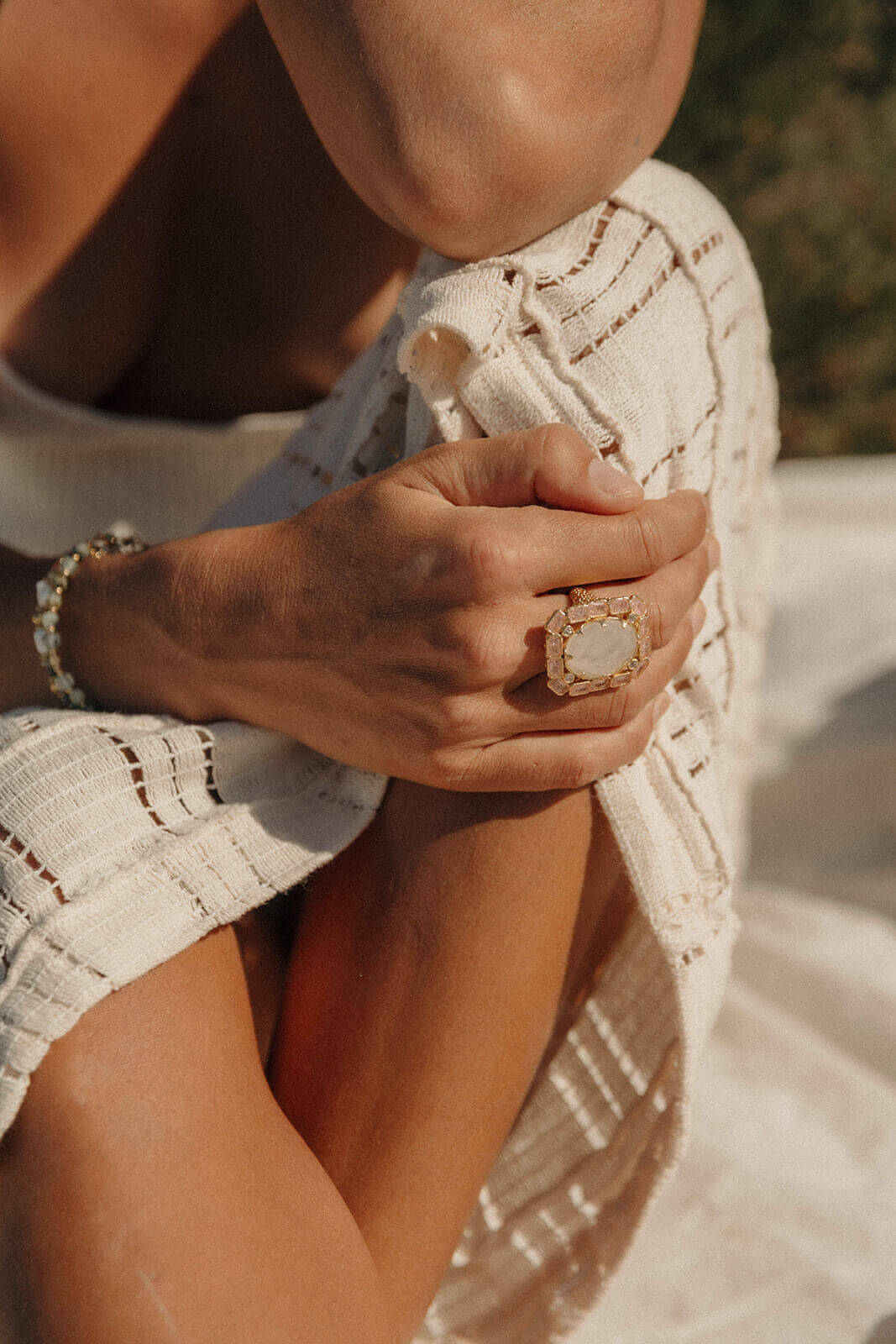 bague ajustable pierres naturelles