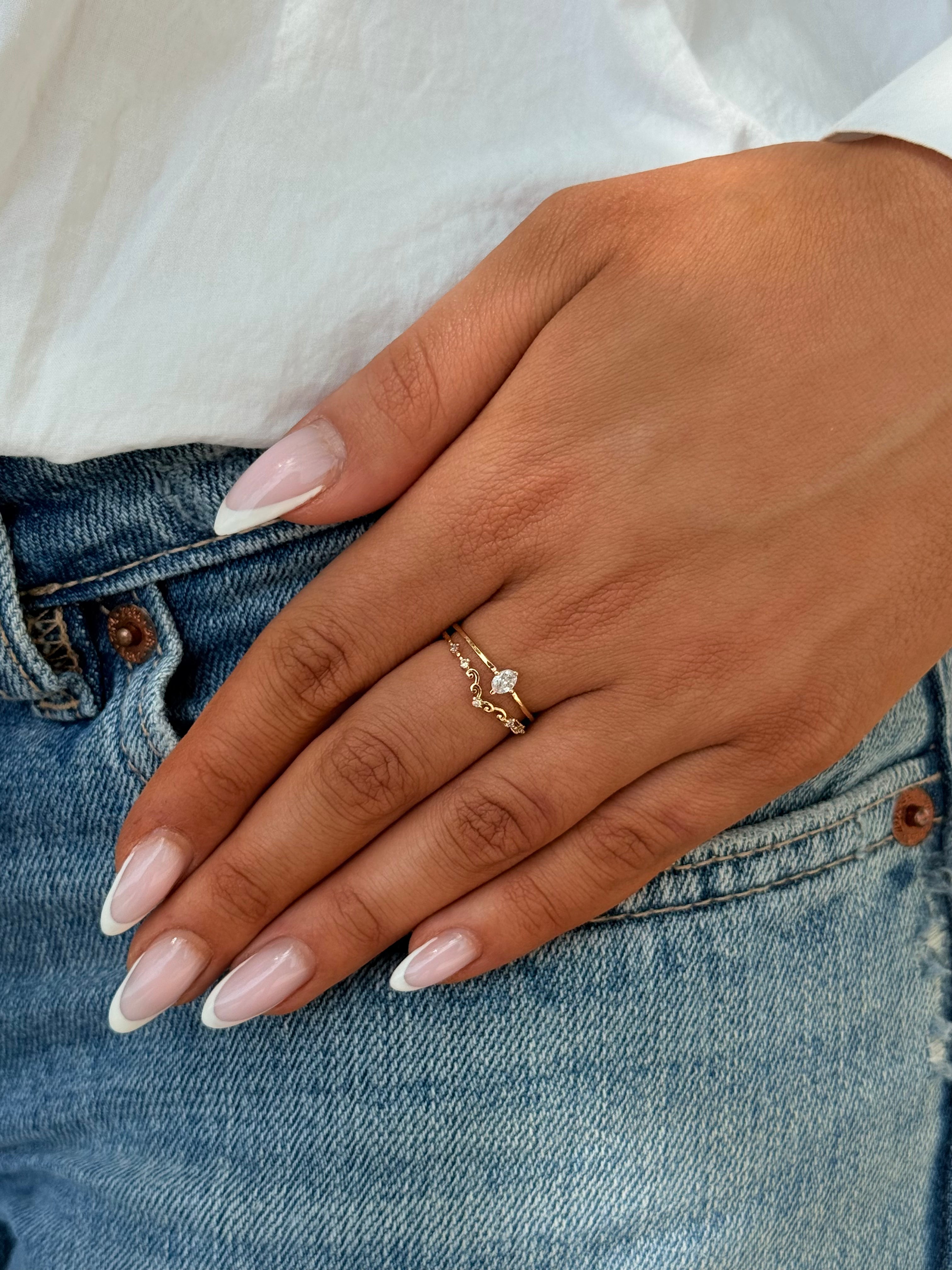 bague élégante tendance à strass pour femmes