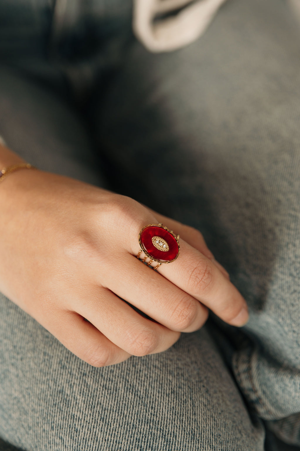 bague colore ajustable bordeaux