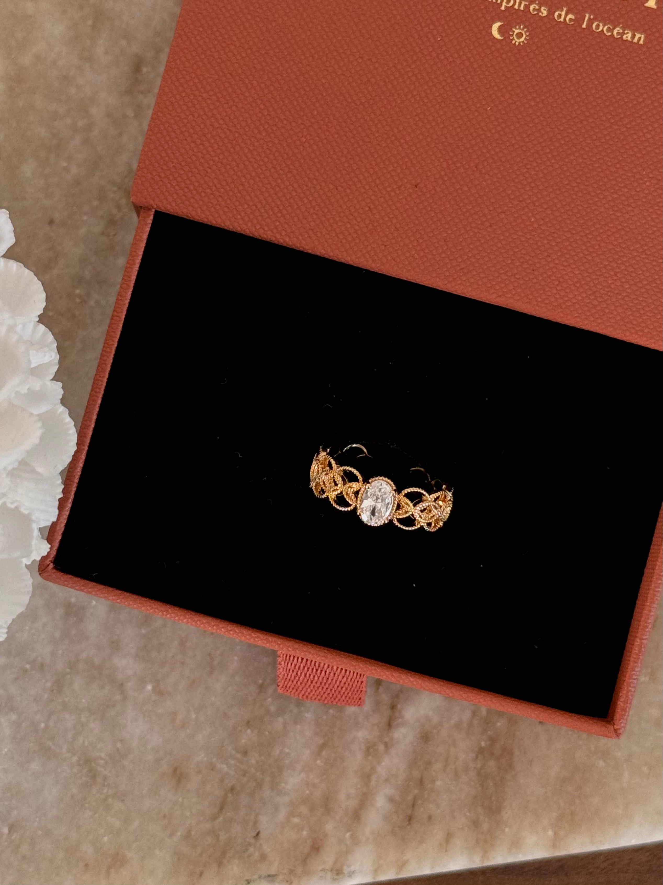 bague détails formes géométrique et strass
