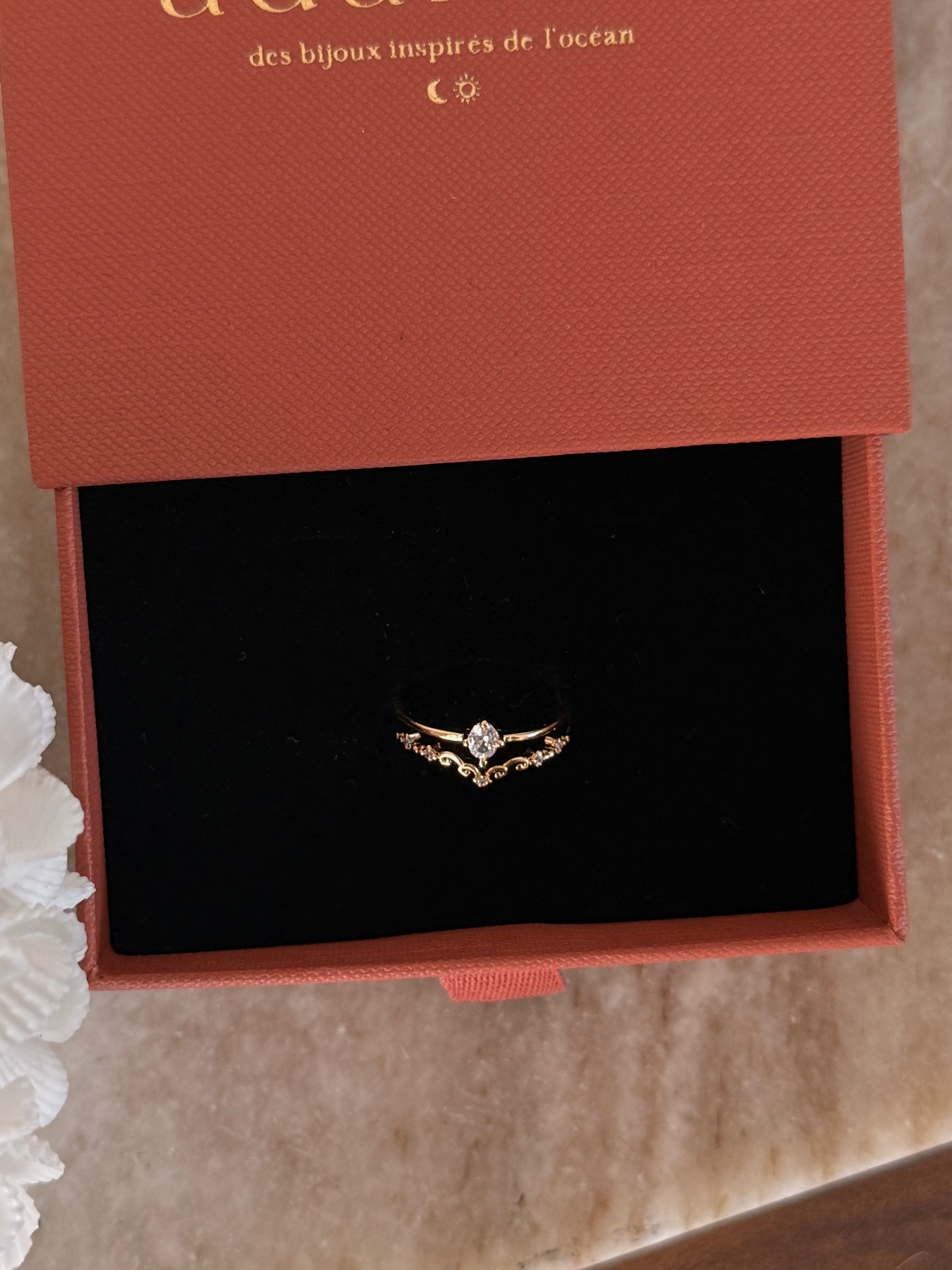 bague élégante tendance à strass pour femmes