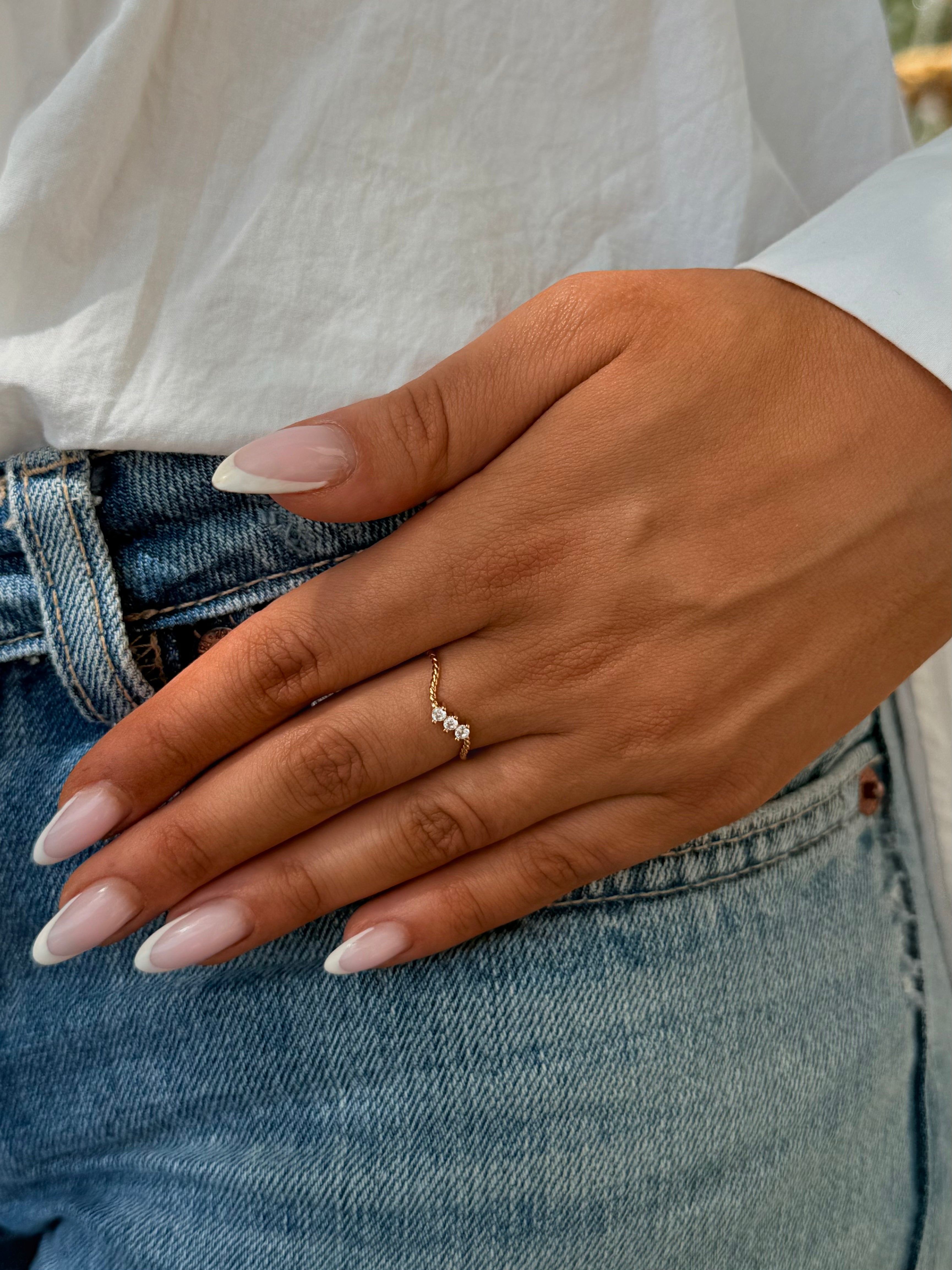 bagues fines à strass pour femmes