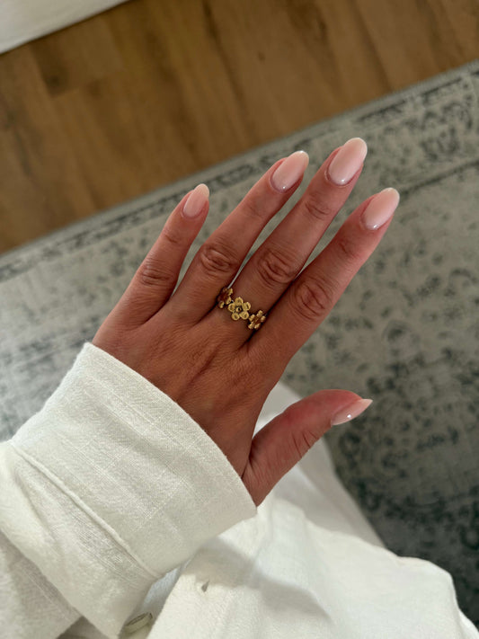 bague fleur doré