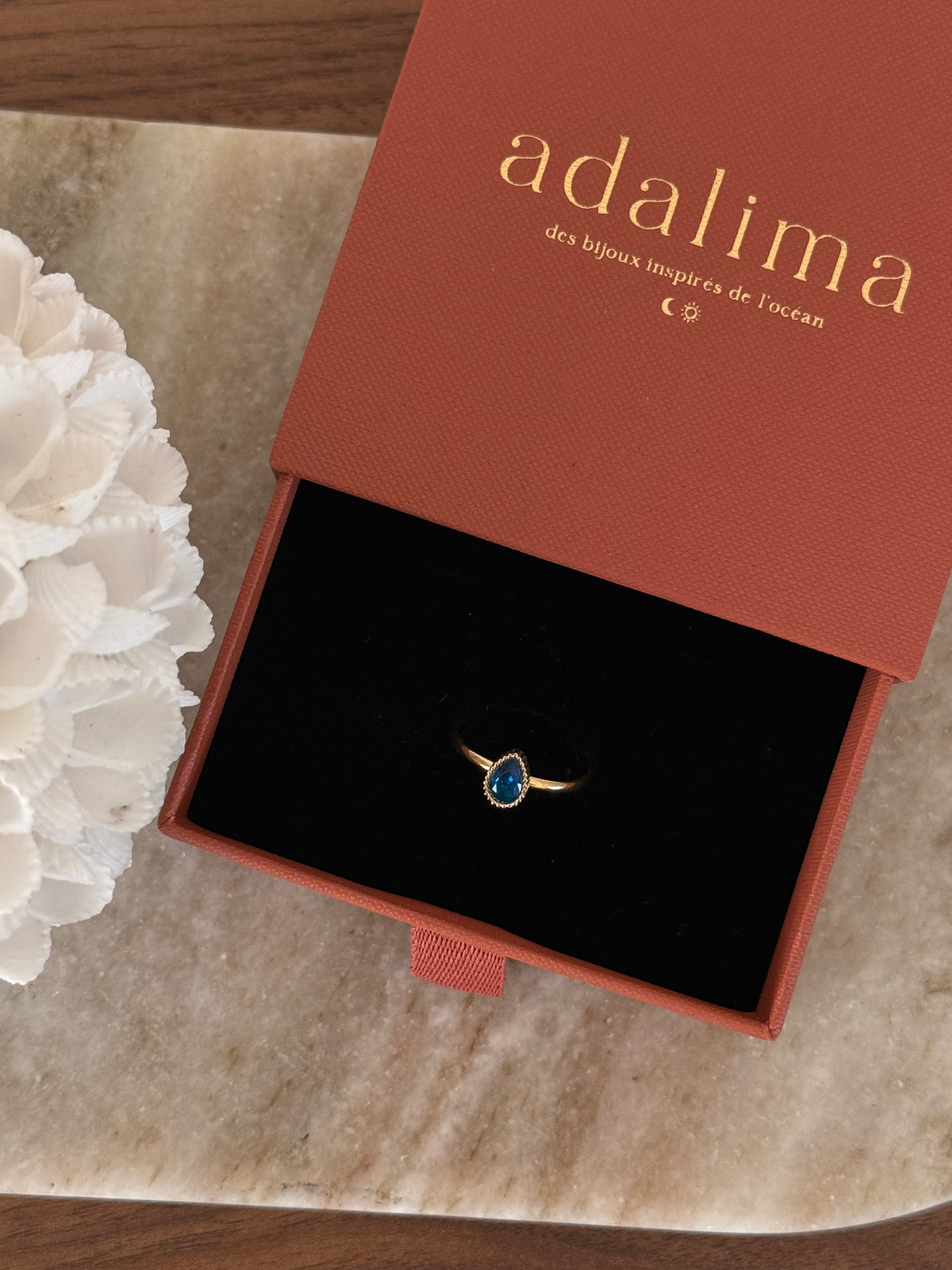 bague fine en acier inoxydable en forme de goutte colorée pour femmes