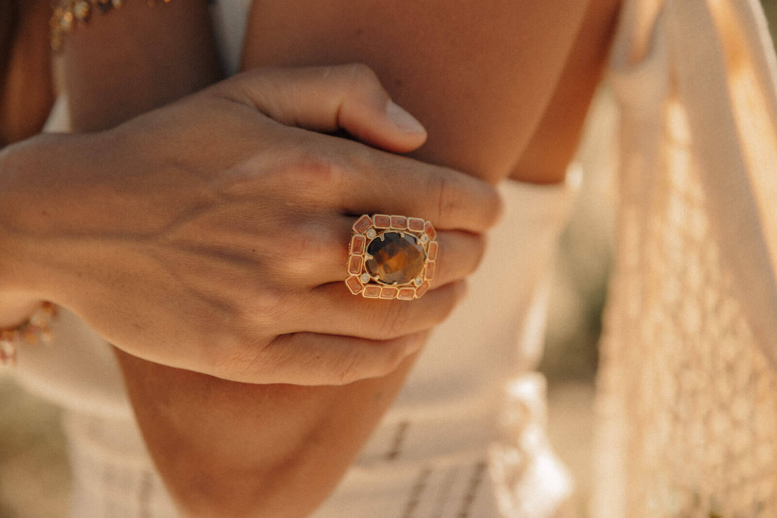 bague oeil de tigre femmes