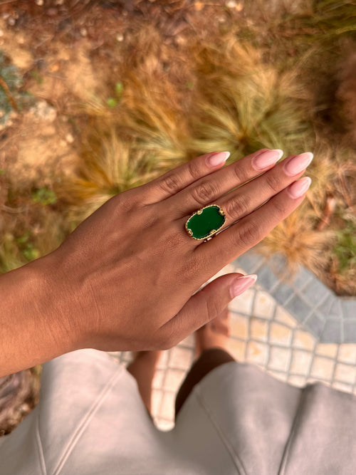 bague en acier inoxydable et pierres naturelles