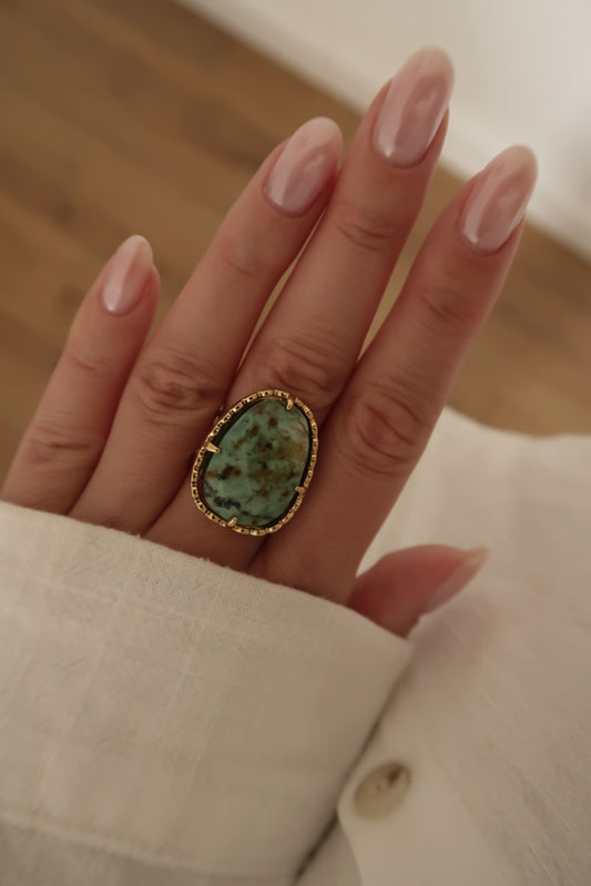 bague pierres acier inoxydable