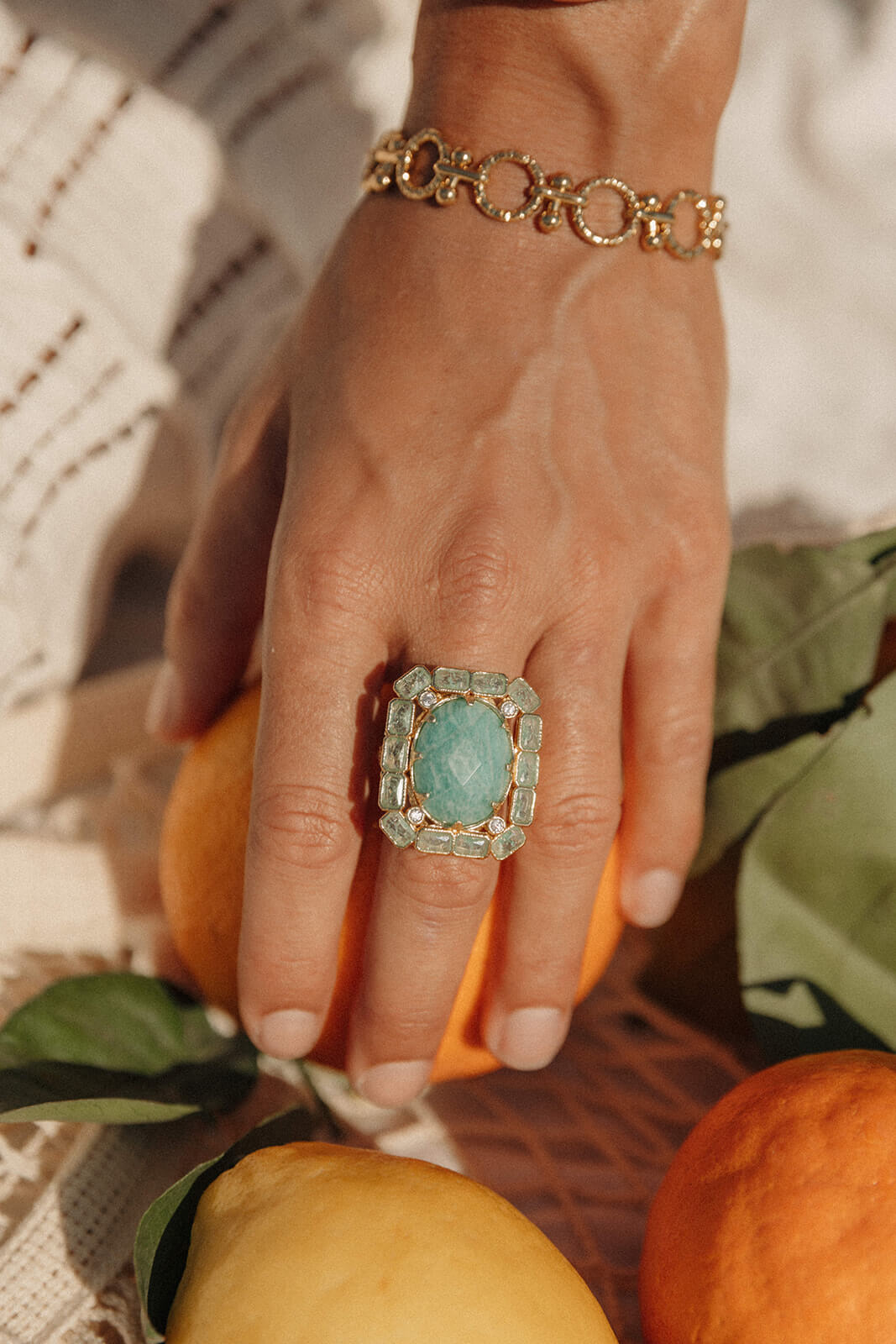 bague pierres amzonite