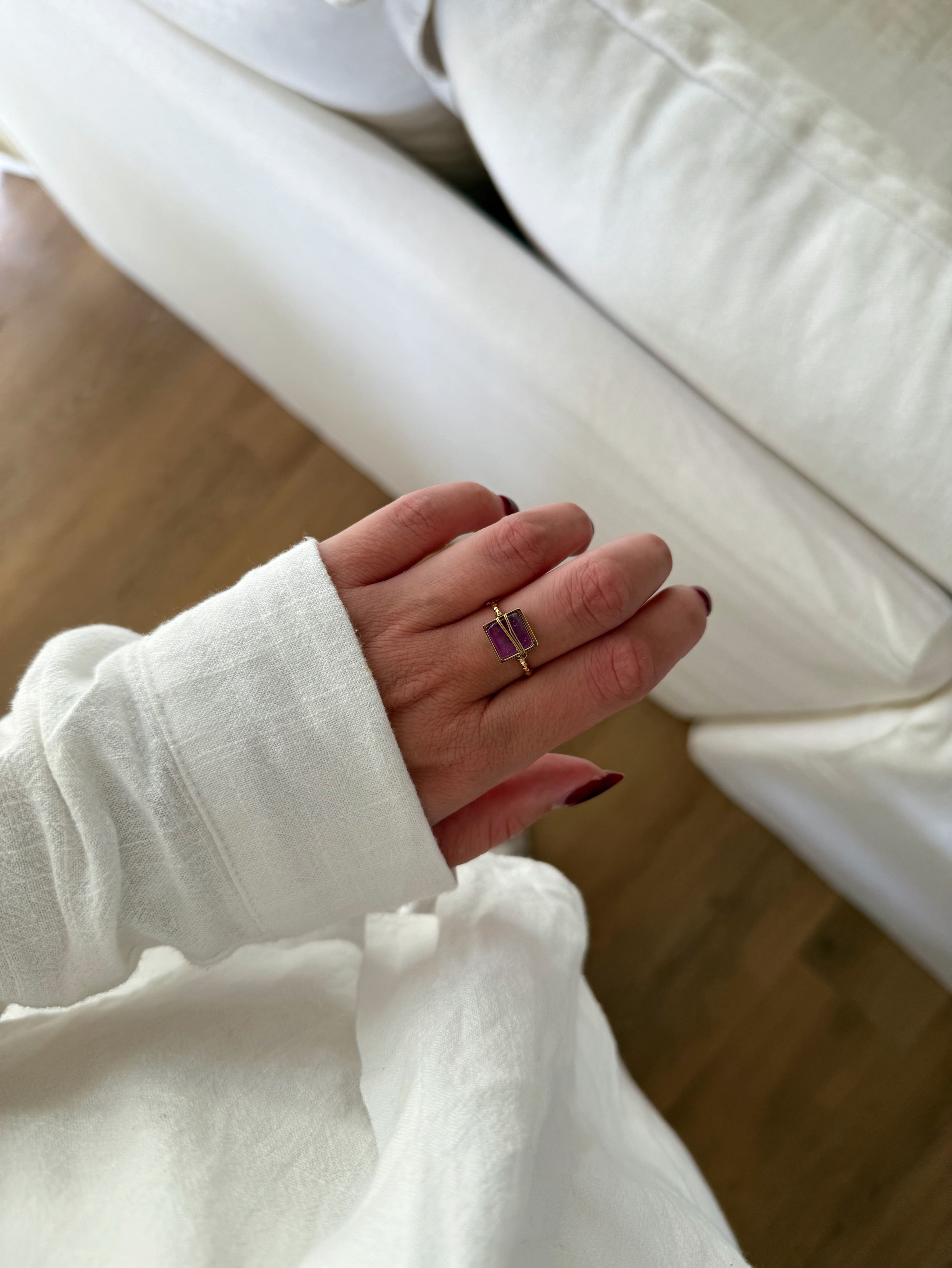 bague réglable améthyste